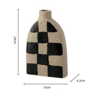GobekUsa Geometric Check Ceramic Vase for Stylish Flower Arrangements