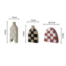 GobekUsa Geometric Check Ceramic Vase for Stylish Flower Arrangements