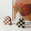 GobekUsa Geometric Check Ceramic Vase for Stylish Flower Arrangements