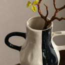GobekUsa Geometric Check Pattern Ceramic Vase with Handle for Home Decoration