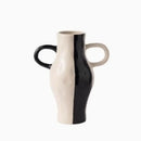 GobekUsa Geometric Check Pattern Ceramic Vase with Handle for Home Decoration