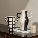 GobekUsa Geometric Check Pattern Ceramic Vase with Handle for Home Decoration