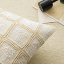 Geometric checker cushion cover cream living room tassel decor by Decorbites