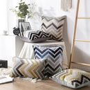 Geometric chenille flocking cushion cover grey & beige living room by Decorbites