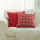 Geometric chenille throw pillowcase beige & light blue living room by Decorbites