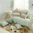 Geometric chenille throw pillowcase beige & light blue living room by Decorbites