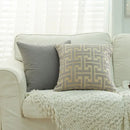Geometric chenille throw pillowcase beige & light blue living room by Decorbites