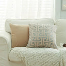 Geometric chenille throw pillowcase beige & light blue living room by Decorbites