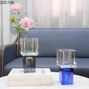 GobekUsa Crystal Glass Vase with Artificial Flowers, Modern Home Decor