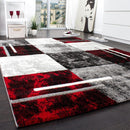 Geometric Designer Rug with Contour Cut - Gey Red