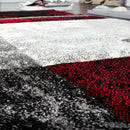 Geometric Designer Rug with Contour Cut - Gey Red