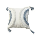 Geometric diamond tufted embroidery blue & white pillow – living room by Decorbites