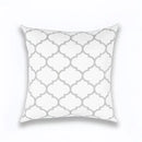 Geometric embroidered light grey cotton cushion cover living room by Decorbites