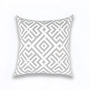 Geometric embroidered light grey cotton cushion cover living room by Decorbites