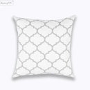 Geometric embroidered light grey cotton cushion cover living room by Decorbites
