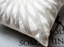 Geometric embroidered light grey cotton cushion cover living room by Decorbites