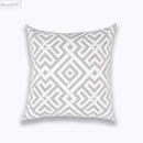 Geometric embroidered light grey cotton cushion cover living room by Decorbites