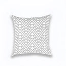 Geometric embroidered light grey cotton cushion cover living room by Decorbites