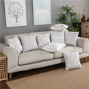 Geometric embroidered light grey cotton cushion cover living room by Decorbites