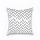 Geometric embroidered light grey cotton cushion cover living room by Decorbites