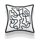 Geometric embroidery cream cushion covers living room abstract art by Decorbites