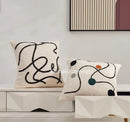 Geometric embroidery cream cushion covers living room abstract art by Decorbites