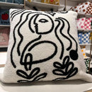 Geometric embroidery cream cushion covers living room abstract art by Decorbites