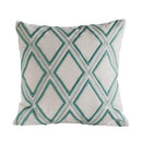 Geometric embroidery cushion cover yellow & teal living room decor by Decorbites