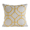 Geometric embroidery cushion cover yellow & teal living room decor by Decorbites