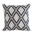 Geometric embroidery cushion cover yellow & teal living room decor by Decorbites