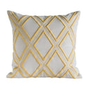 Geometric embroidery cushion cover yellow & teal living room decor by Decorbites