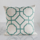 Geometric embroidery cushion cover yellow & teal living room decor by Decorbites
