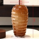 GobekUsa Geometric Frosted Glass Vase with Tartan Floral Arrangement