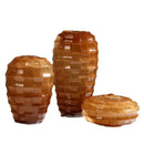 GobekUsa Geometric Frosted Glass Vase with Tartan Floral Arrangement