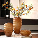 GobekUsa Geometric Frosted Glass Vase with Tartan Floral Arrangement
