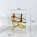 GobekUsa Gold-Edged Glass Vase with Geometric Patterns for Home Decor