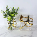 GobekUsa Gold-Edged Glass Vase with Geometric Patterns for Home Decor