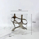 GobekUsa Gold-Edged Glass Vase with Geometric Patterns for Home Decor