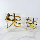 GobekUsa Gold-Edged Glass Vase with Geometric Patterns for Home Decor