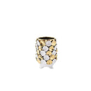 GobekUsa Geometric Gold Leaf Relief Ceramic Vase - Elegant Hand-Appliqued Flower Pot Home Decor