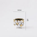 GobekUsa Geometric Gold Leaf Relief Ceramic Vase - Elegant Hand-Appliqued Flower Pot Home Decor