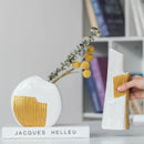 Geometric gold striped white ceramic vase for living room hydroponics by Decorbites