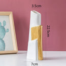 Geometric gold striped white ceramic vase for living room hydroponics by Decorbites