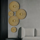 Geometric golden metal wall art set living room round decor by Decorbites