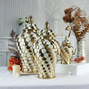 GobekUsa Geometric Golden Porcelain Jar - Home Decor Vase & Storage Tank