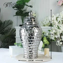 GobekUsa Geometric Golden Porcelain Jar - Home Decor Vase & Storage Tank