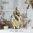GobekUsa Geometric Golden Porcelain Jar - Home Decor Vase & Storage Tank
