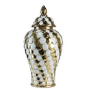 GobekUsa Geometric Golden Porcelain Jar - Home Decor Vase & Storage Tank