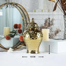 GobekUsa Geometric Golden Porcelain Jar - Home Decor Vase & Storage Tank
