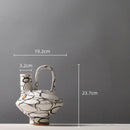 GobekUsa Geometric Graffiti Ceramic Vase with Handles for Home Decor and Floral Arrangements.